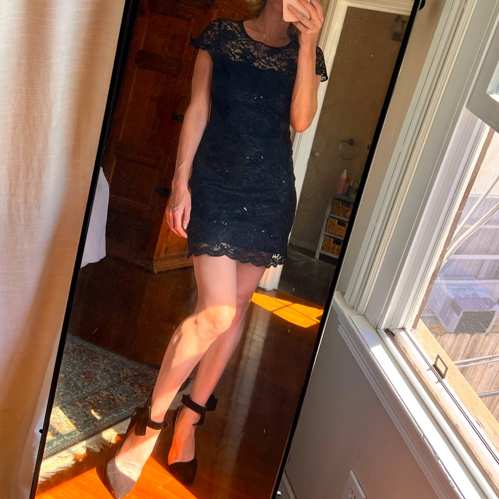 Black lace mini dress
